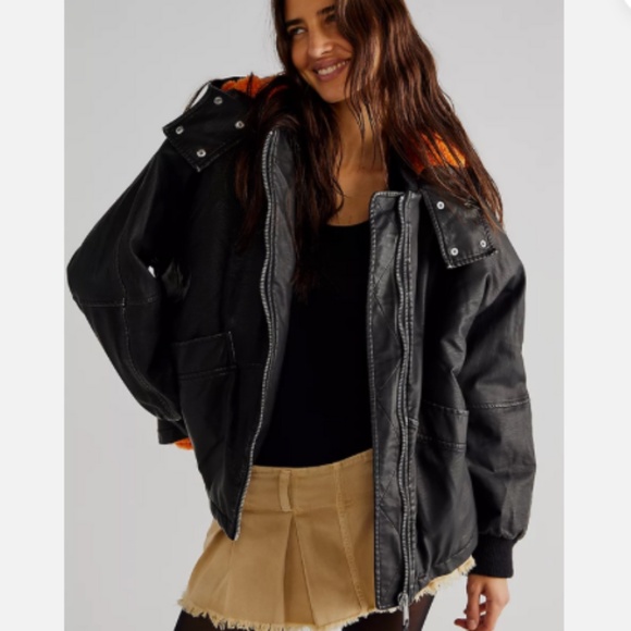 BNWT Free People Moxy Trapeze Vegan Jacket by Free People, Black, XS - Picture 3 of 6